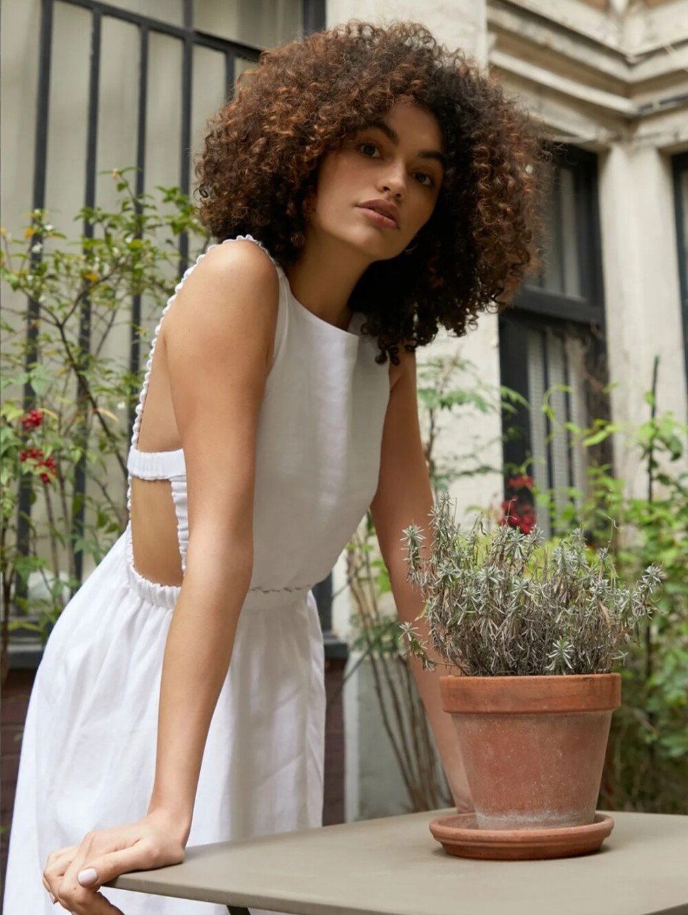 Pixie Market Beatrice White Linen Open Back Midi Dress - Picture 2 of 16